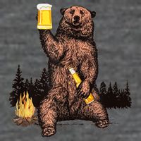 Funny Grizzly Bear Drinking Beer Camp Fire Woods Outdoor Gift Women's V-Neck T-Shirt