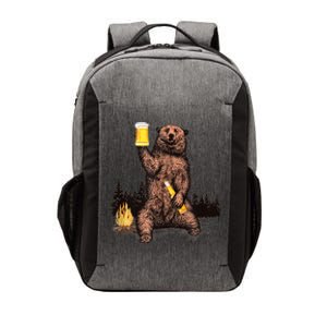 Funny Grizzly Bear Drinking Beer Camp Fire Woods Outdoor Gift Vector Backpack