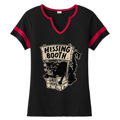 Funny Goth Black Cat Hissing Booth For Cat Moms & Cat Dads Ladies Halftime Notch Neck Tee