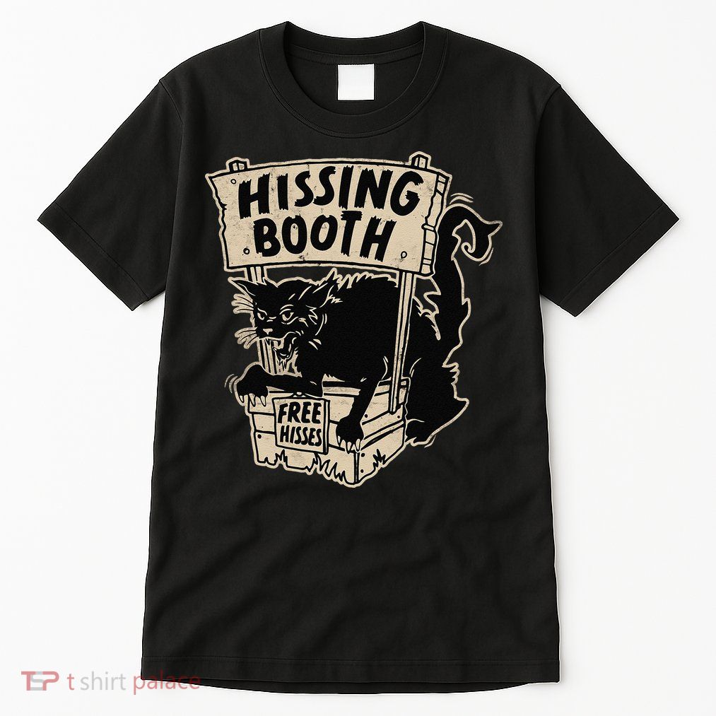 Funny Goth Black Cat Hissing Booth For Cat Moms & Cat Dads Tall T-Shirt