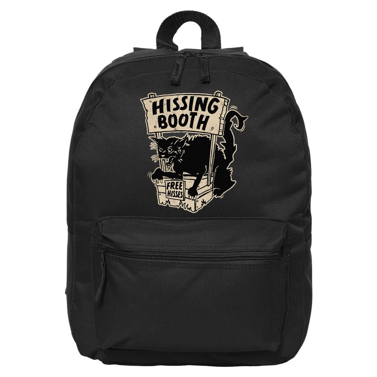 Funny Goth Black Cat Hissing Booth For Cat Moms & Cat Dads 16 in Basic Backpack