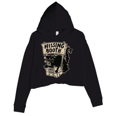 Funny Goth Black Cat Hissing Booth For Cat Moms & Cat Dads Crop Fleece Hoodie