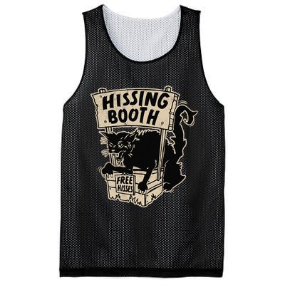 Funny Goth Black Cat Hissing Booth For Cat Moms & Cat Dads Mesh Reversible Basketball Jersey Tank
