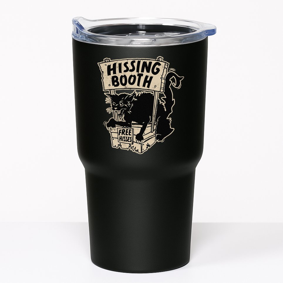 Funny Goth Black Cat Hissing Booth For Cat Moms & Cat Dads Tumbler
