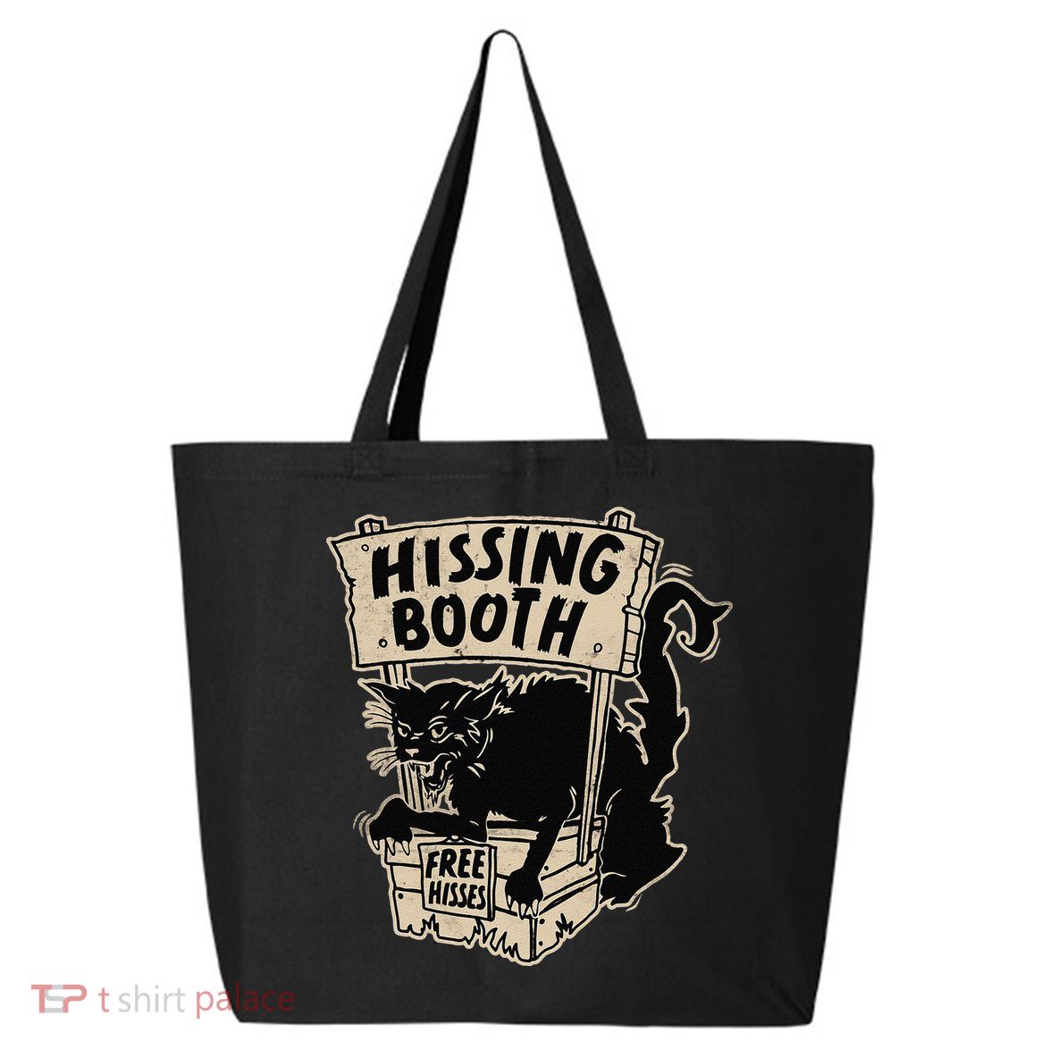 Funny Goth Black Cat Hissing Booth For Cat Moms & Cat Dads 25L Jumbo Tote