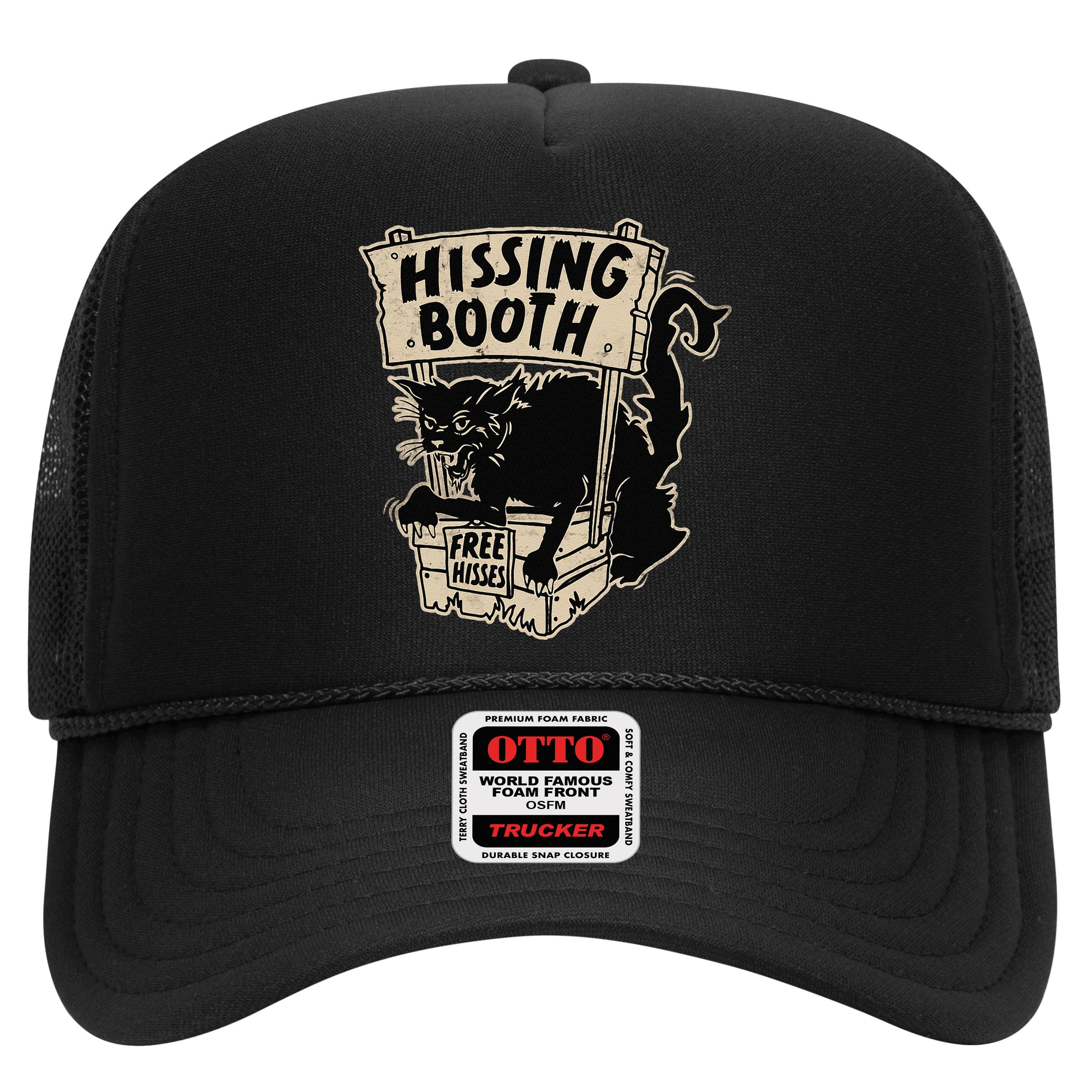 Funny Goth Black Cat Hissing Booth For Cat Moms & Cat Dads Hat