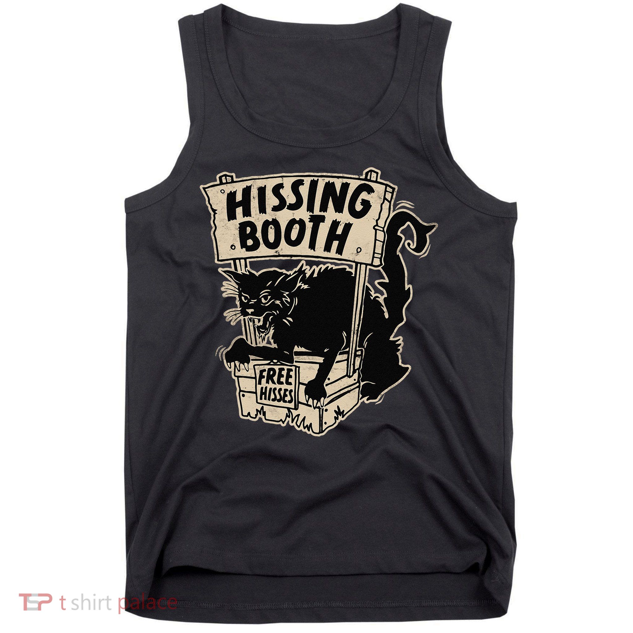Funny Goth Black Cat Hissing Booth For Cat Moms & Cat Dads Tank Top