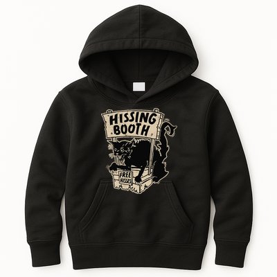Funny Goth Black Cat Hissing Booth For Cat Moms & Cat Dads Kids Hoodie