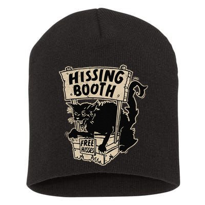 Funny Goth Black Cat Hissing Booth For Cat Moms & Cat Dads Short Acrylic Beanie