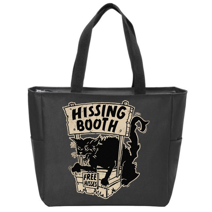 Funny Goth Black Cat Hissing Booth For Cat Moms & Cat Dads Zip Tote Bag