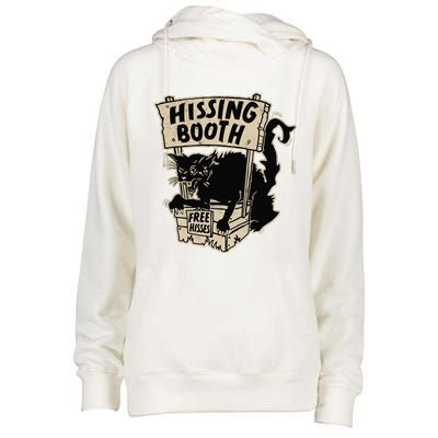 Funny Goth Black Cat Hissing Booth For Cat Moms & Cat Dads Womens Funnel Neck Pullover Hood