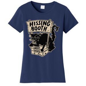 Funny Goth Black Cat Hissing Booth For Cat Moms & Cat Dads Women's T-Shirt