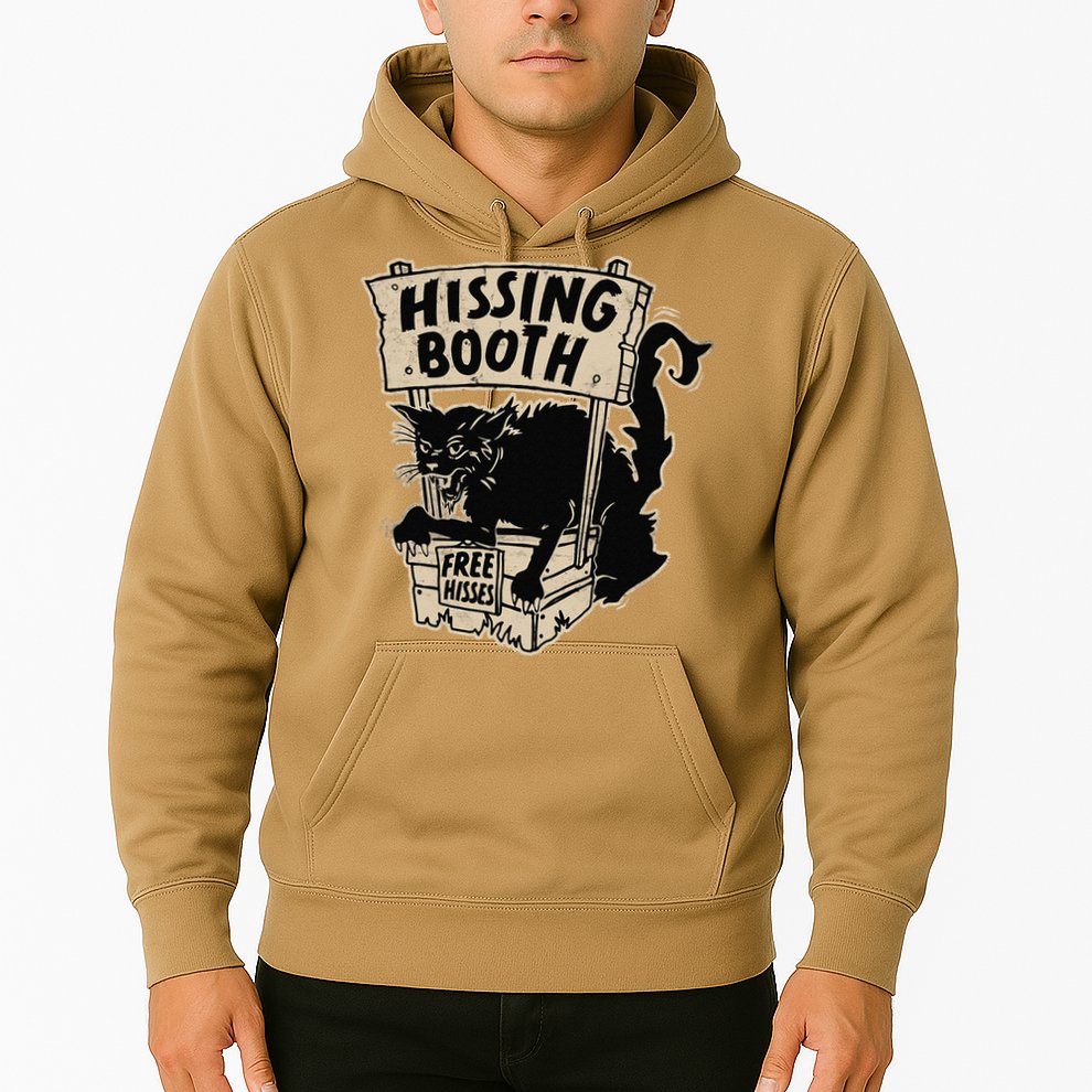 Funny Goth Black Cat Hissing Booth For Cat Moms & Cat Dads Hoodie
