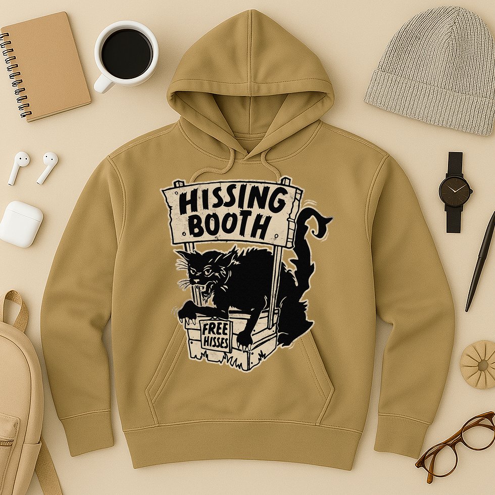 Funny Goth Black Cat Hissing Booth For Cat Moms & Cat Dads Hoodie