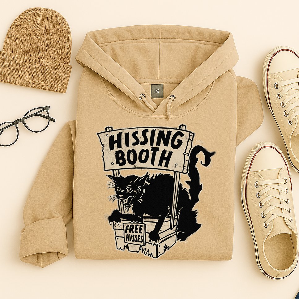 Funny Goth Black Cat Hissing Booth For Cat Moms & Cat Dads Hoodie