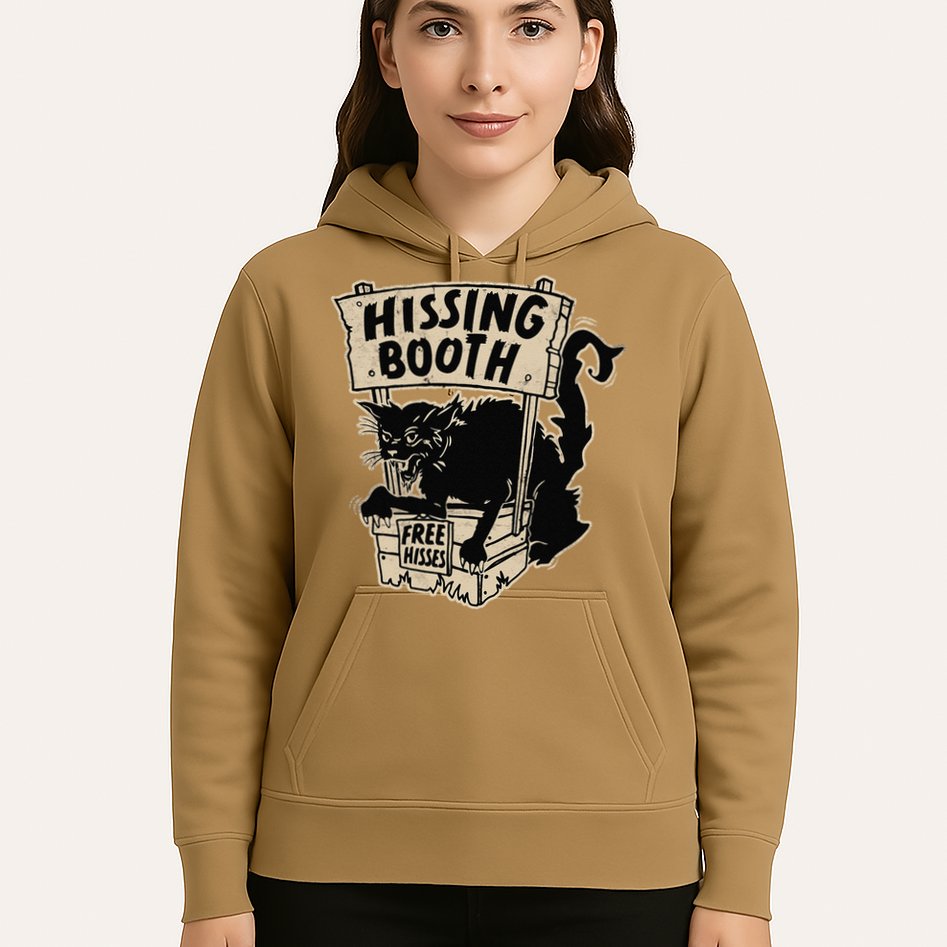 Funny Goth Black Cat Hissing Booth For Cat Moms & Cat Dads Hoodie