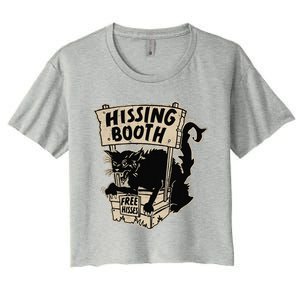 Funny Goth Black Cat Hissing Booth For Cat Moms & Cat Dads Women's Crop Top Tee