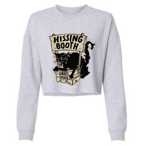 Funny Goth Black Cat Hissing Booth For Cat Moms & Cat Dads Cropped Pullover Crew