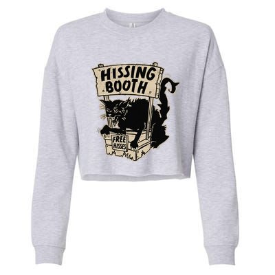 Funny Goth Black Cat Hissing Booth For Cat Moms & Cat Dads Cropped Pullover Crew