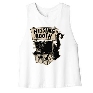 Funny Goth Black Cat Hissing Booth For Cat Moms & Cat Dads Women's Racerback Cropped Tank