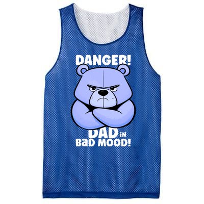 Funny Grumpy Bear Attention! Dad Is In A Bad Mood Great Gift Mesh Reversible Basketball Jersey Tank