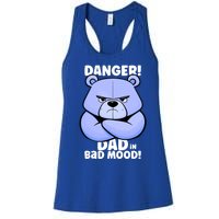 Funny Grumpy Bear Attention! Dad Is In A Bad Mood Great Gift Women's Racerback Tank