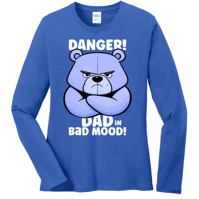 Funny Grumpy Bear Attention! Dad Is In A Bad Mood Great Gift Ladies Long Sleeve Shirt