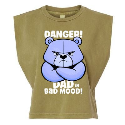 Funny Grumpy Bear Attention! Dad Is In A Bad Mood Great Gift Garment-Dyed Women's Muscle Tee