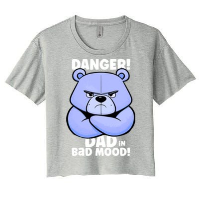 Funny Grumpy Bear Attention! Dad Is In A Bad Mood Great Gift Women's Crop Top Tee