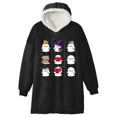 Funny Ghost Book Reading Halloween Design For Book Lovers & Teachers Hooded Wearable Blanket