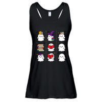 Funny Ghost Book Reading Halloween Design For Book Lovers & Teachers Ladies Essential Flowy Tank