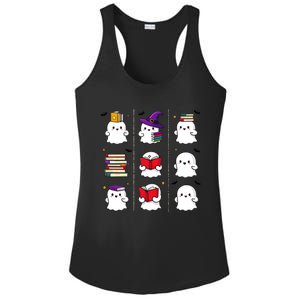 Funny Ghost Book Reading Halloween Design For Book Lovers & Teachers Ladies PosiCharge Competitor Racerback Tank