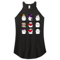 Funny Ghost Book Reading Halloween Design For Book Lovers & Teachers Women's Perfect Tri Rocker Tank