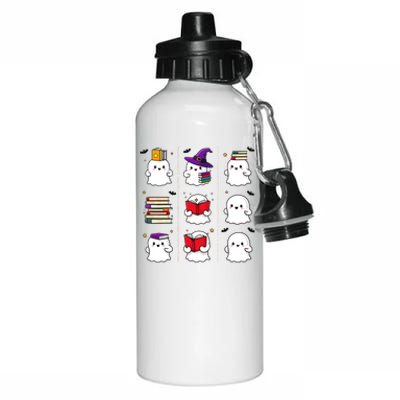 Funny Ghost Book Reading Halloween Design For Book Lovers & Teachers Aluminum Water Bottle