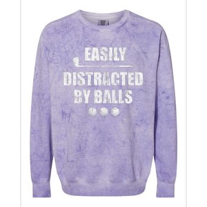 Funny Golf Ball Easily Distracted by Balls Humor Golfing Colorblast Crewneck Sweatshirt