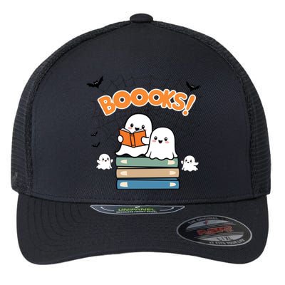 Funny Ghost Book Reading Halloween Design For Book Lovers & Teachers Flexfit Unipanel Trucker Cap