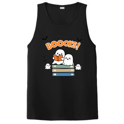 Funny Ghost Book Reading Halloween Design For Book Lovers & Teachers PosiCharge Competitor Tank