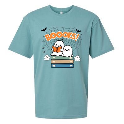 Funny Ghost Book Reading Halloween Design For Book Lovers & Teachers Sueded Cloud Jersey T-Shirt