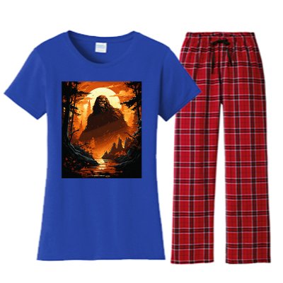 Funny Graphic Bigfoot Sasquatch Women's Flannel Pajama Set