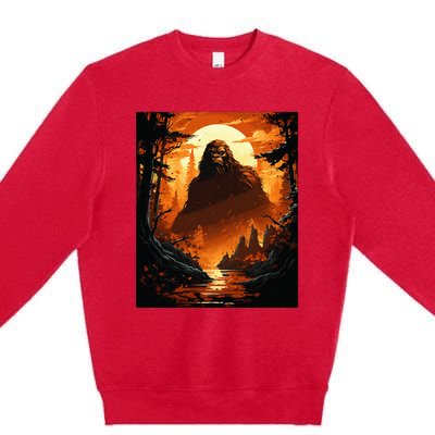 Funny Graphic Bigfoot Sasquatch Premium Crewneck Sweatshirt