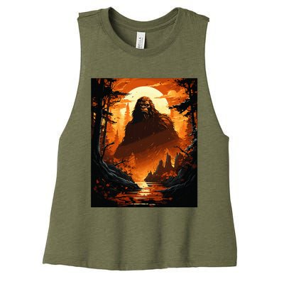 Funny Graphic Bigfoot Sasquatch Women's Racerback Cropped Tank