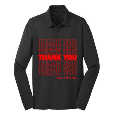 Funny Grocery Bag Thank You Have A Nice Day Graphic Gift Silk Touch Performance Long Sleeve Polo