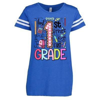 First Grade Back To School Teacher Life Enza Ladies Jersey Football T-Shirt