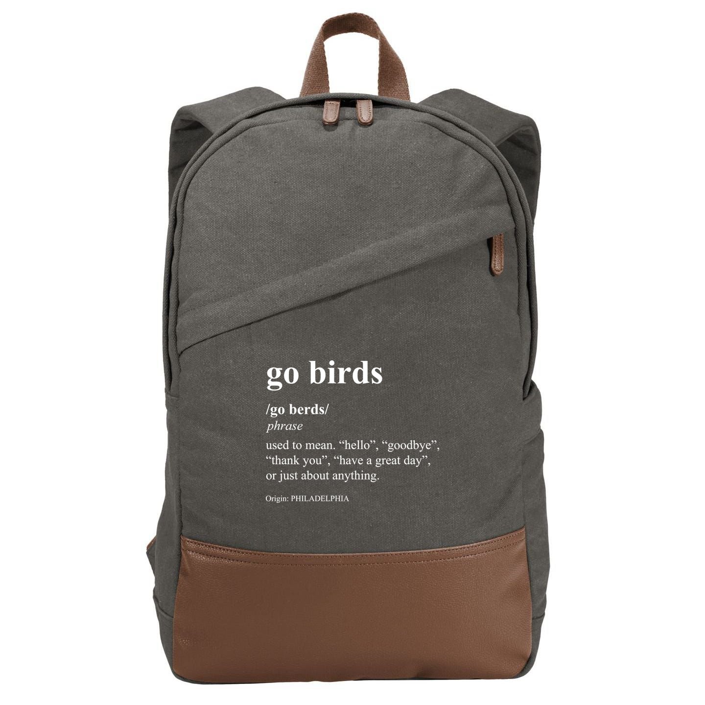Funny Go Birds Definition Philadelphia Football Cotton Canvas Backpack