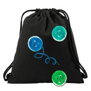 Four Groovy Buttons Blue Cat Funny Halloween Costume Drawstring Bag