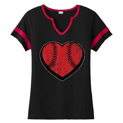 Funny Gift Baseball Heart Vintage Valentine's Day Gift For Kids Boys Ladies Halftime Notch Neck Tee