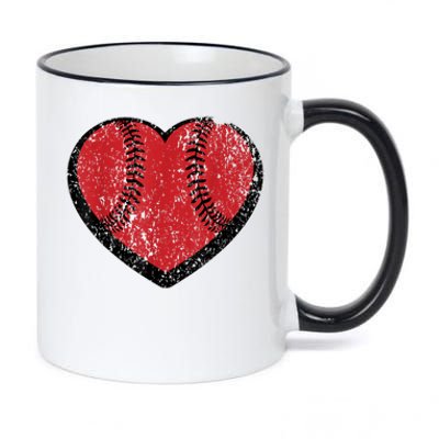 Funny Gift Baseball Heart Vintage Valentine's Day Gift For Kids Boys 11oz Black Color Changing Mug