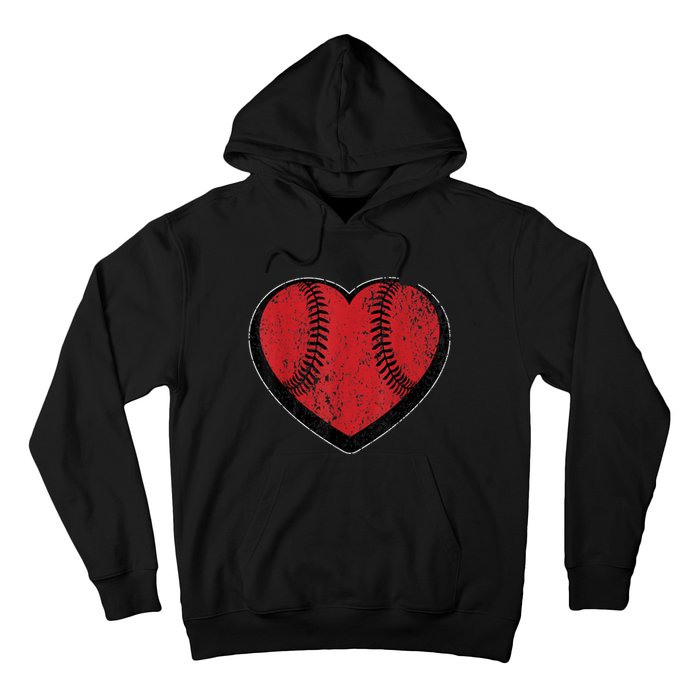 Funny Gift Baseball Heart Vintage Valentine's Day Gift For Kids Boys Hoodie