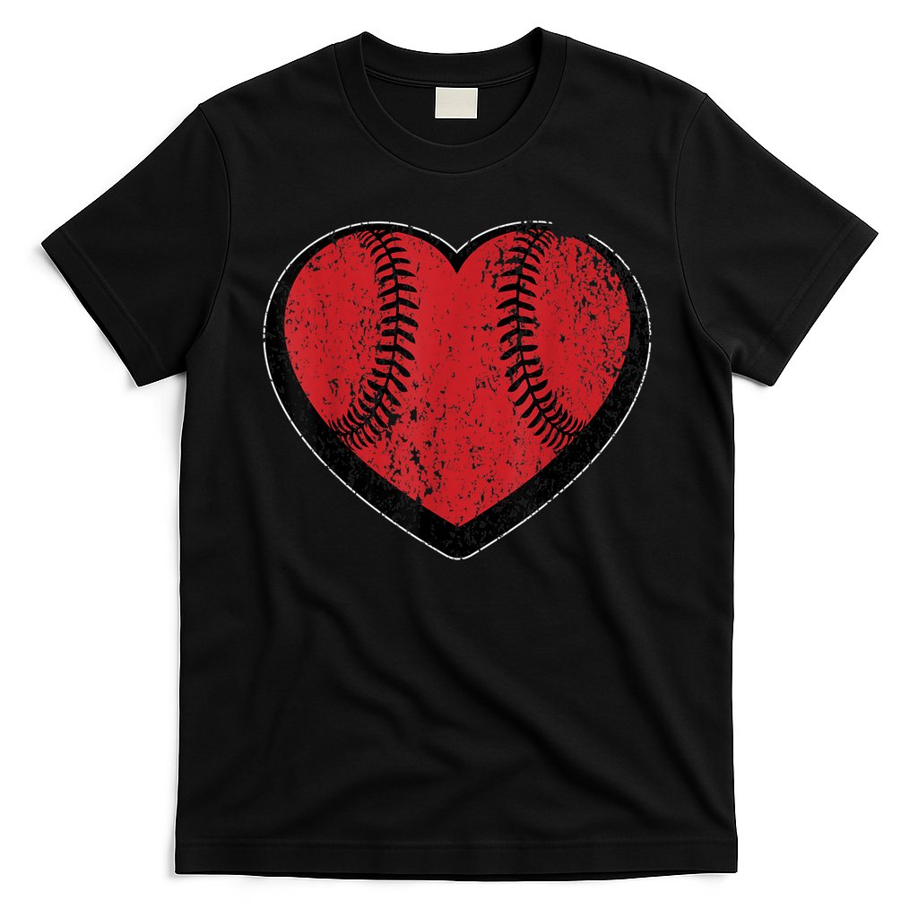Funny Gift Baseball Heart Vintage Valentine's Day Gift For Kids Boys T-Shirt