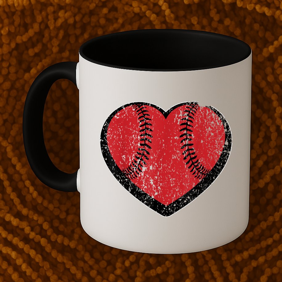 Funny Gift Baseball Heart Vintage Valentine's Day Gift For Kids Boys Mug